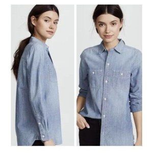 Madewell Chambray Classic Ex-Boyfriend Button Down Shirt Mazzy Wash Size XXL